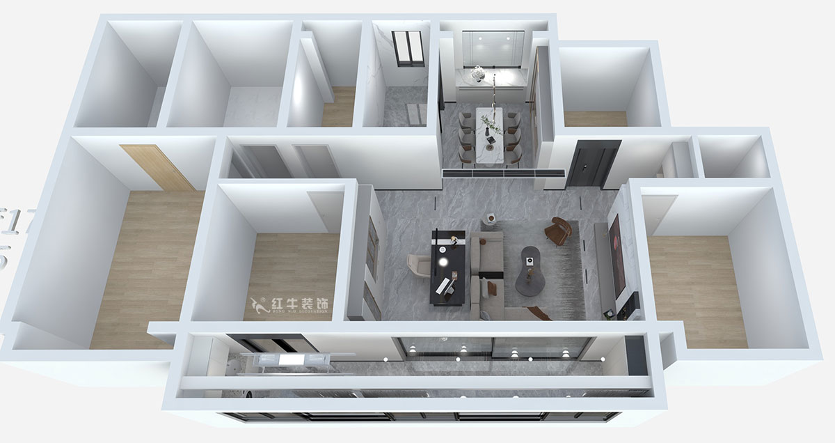 熊皓宇｜頤和鉑岸江璟-140㎡-現(xiàn)代輕奢風(fēng)格｜精裝修局改｜00_02鳥瞰圖