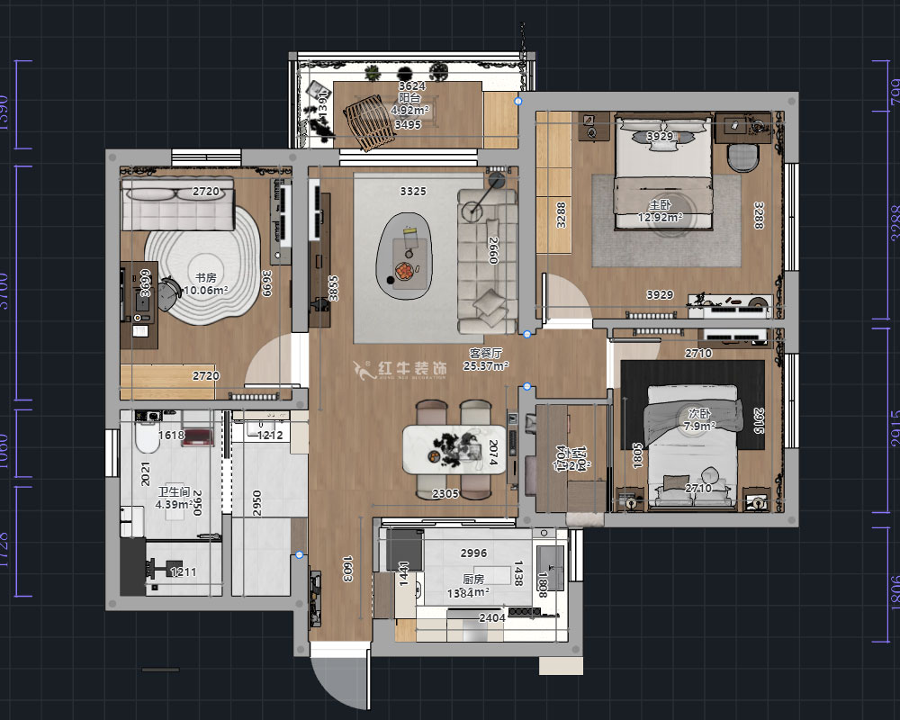熊皓宇｜陽光廣場小區(qū)1-803-100㎡-原木風｜3室2廳1廚1衛(wèi)1陽臺｜老房裝修｜定制家｜全包14