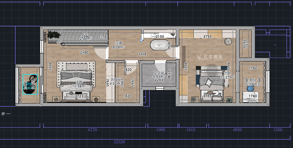 熊皓宇｜城開湯山公館16甲103室-160㎡-現(xiàn)代風(fēng)格｜復(fù)式｜4室2廳1廚2衛(wèi)2陽臺(tái)｜老房裝修｜定制家｜全包｜00_02二層平面彩圖