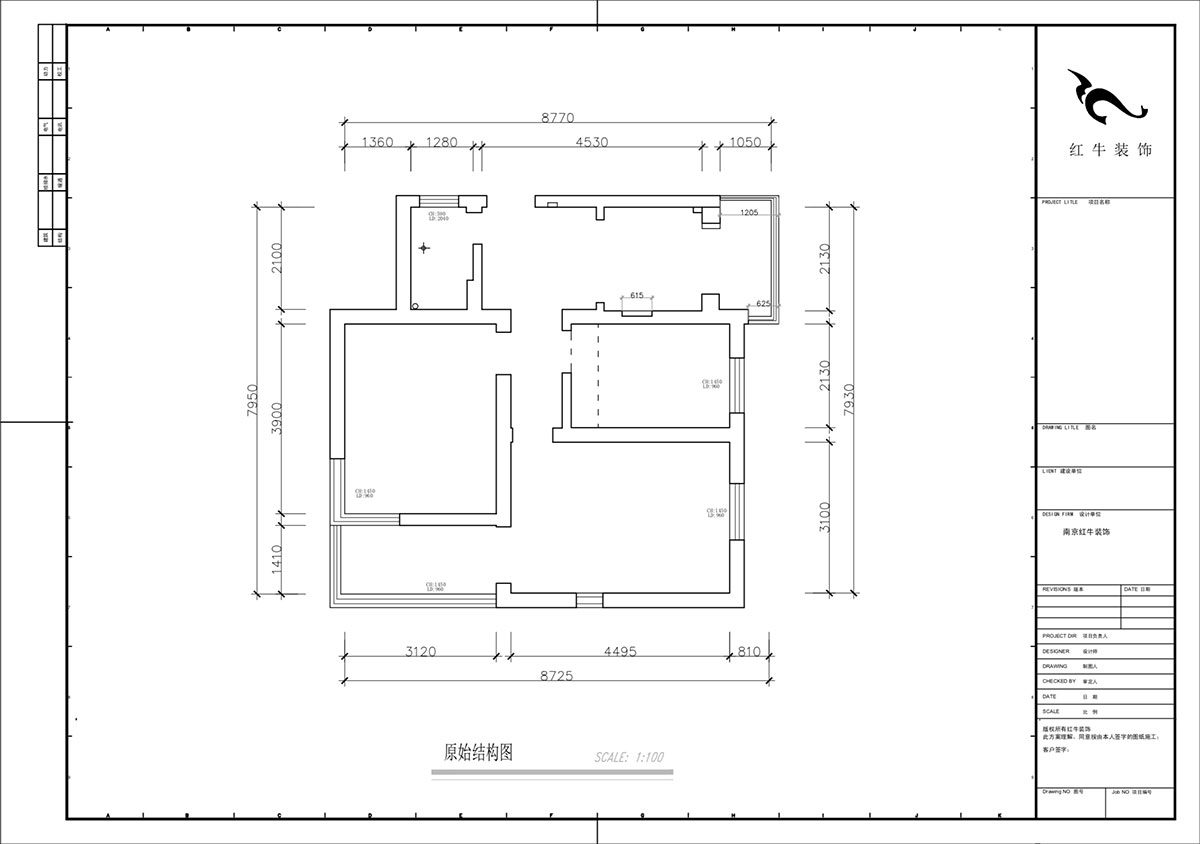 蔣?。少t街92號院9-301-68㎡-現(xiàn)代簡約風(fēng)格｜3室1廳1衛(wèi)｜老房裝修｜定制家｜全包10萬｜00_01原始結(jié)構(gòu)圖