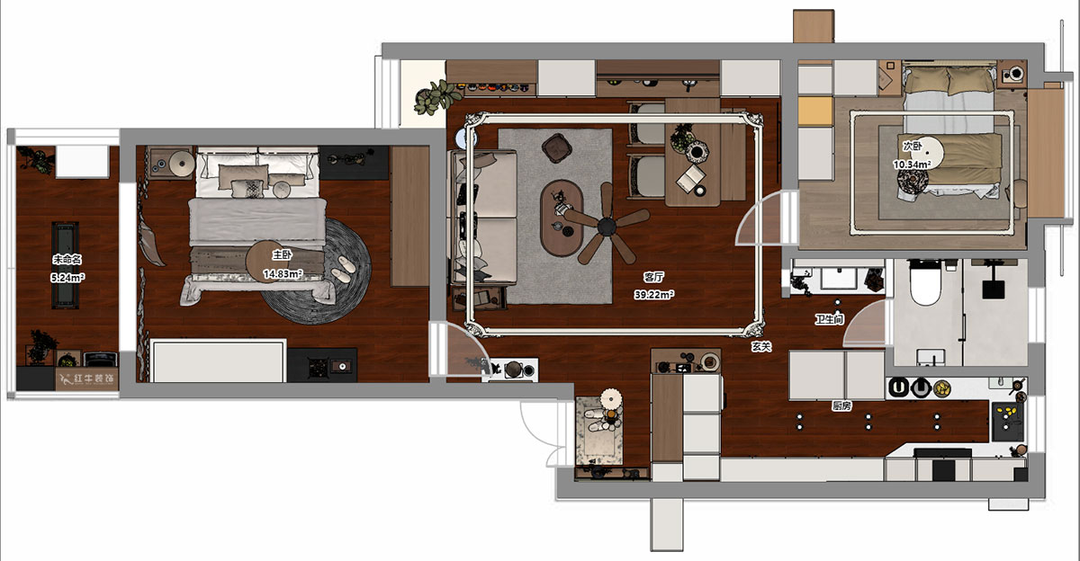 朱明琪｜一品嘉園1-29-505-84㎡-中古風｜2室1廳1衛(wèi)｜老房裝修｜定制家｜全包13