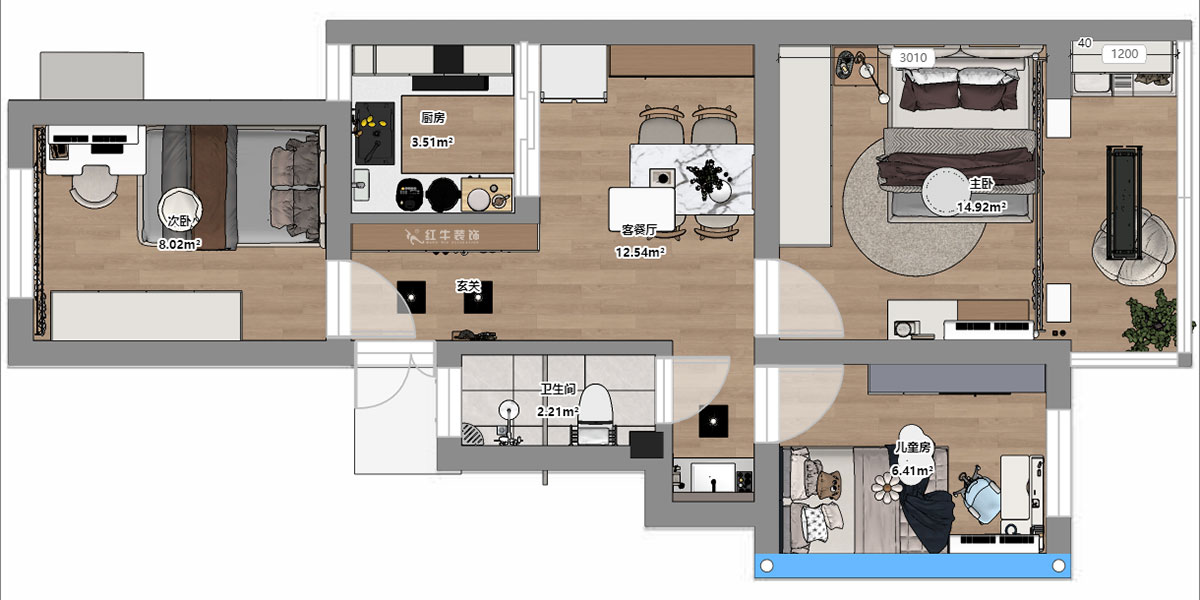 劉小勇｜新河二村154號6-401-62㎡-現(xiàn)代簡約風格｜3室1廳1衛(wèi)｜老房裝修｜定制家｜全包8