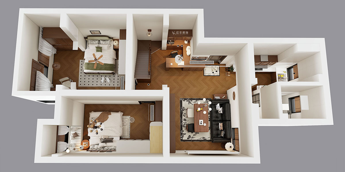 蔣?。鼕W體新城翠杉園15-507-(72+40)㎡-中古風(fēng)｜復(fù)式｜2室1廳1衛(wèi)+閣樓｜老房裝修｜定制家｜全包12萬｜00_04鳥瞰圖