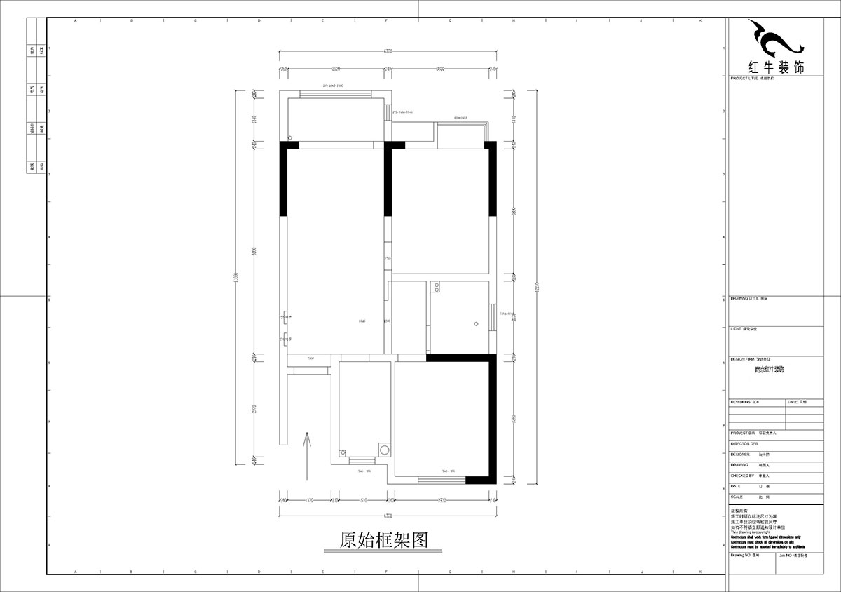 孟憲濤｜紫境東苑5-1206-71㎡-現(xiàn)代簡約風(fēng)格｜2室1廳1衛(wèi)｜新房裝修｜定制家｜全包10萬｜00_01原始框架圖