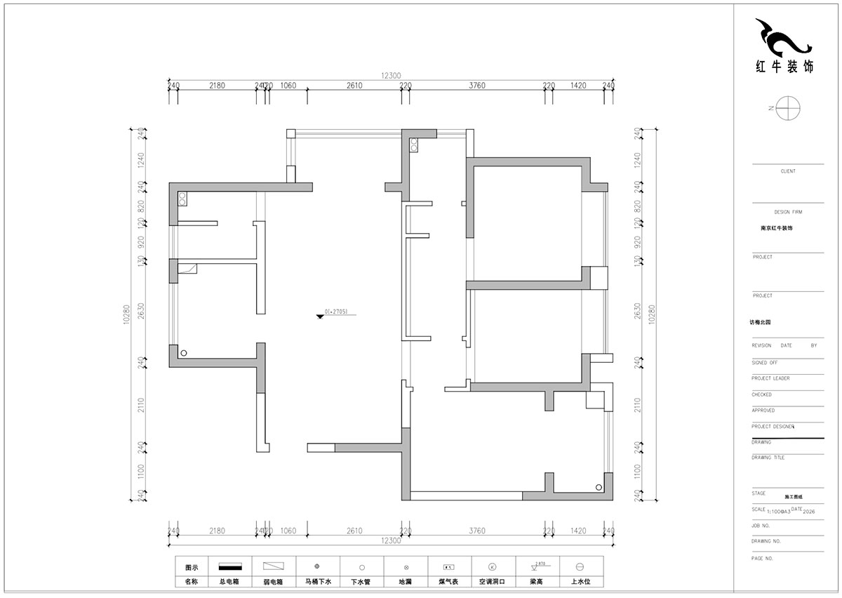 顾娟｜访梅北园12-1701-120㎡-法式奶油风｜3室2厅2卫1厨2阳台｜新房装修｜定制家｜全包16万｜00_01原始结构图